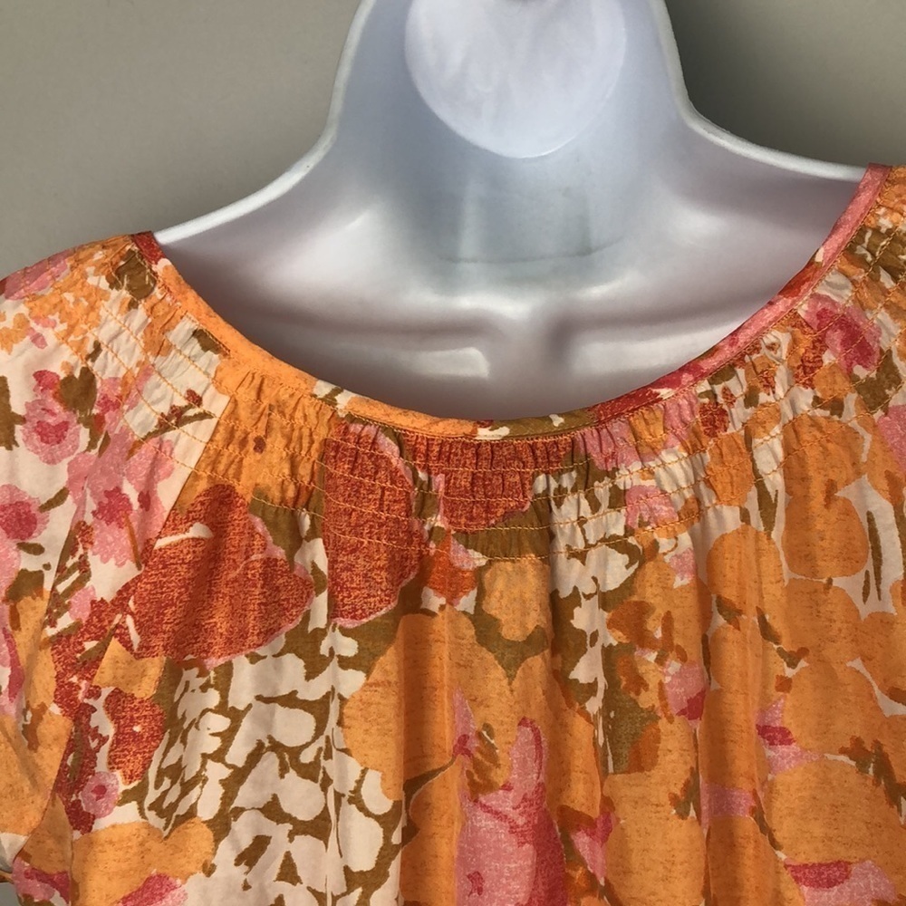 Talbots 100% Silk Smocked Blouson Knee Length Spring Summer Dress Print Pockets - Picture 13 of 16